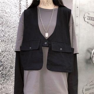 Pocket Detail Vest Black - One Size