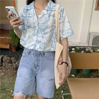 Short-sleeve Chiffon Print Shirt