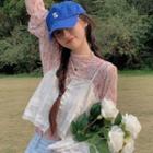 Long-sleeve Flower Print T-shirt / Lace Trim Camisole Top