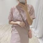Short-sleeve Chiffon Top Pink - One Size