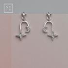 925 Sterling Silver Moon & Star Dangle Earring 1 Pair - As Shown In Figure - One Size