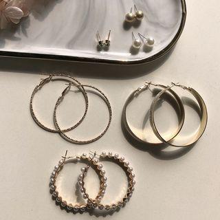 3-pair Set: Dangle Earring (various Designs) Set Of 6 - One Size