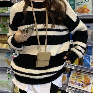 Striped Knit Sweater Stripe - Black & White - One Size