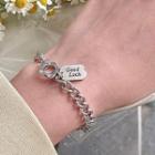 Flower & Tag Alloy Bracelet 1 Pc - Silver - One Size