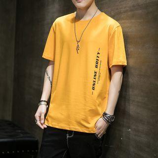 Round Neck Lettering Print Oversizedshort Sleeve T-shirt