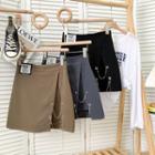 Chain-accent Slited High-waist Skort