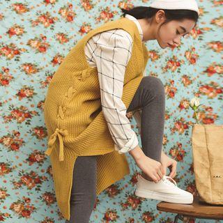 Lace-up Long Sweater Vest