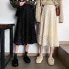 Argyle Print Midi A-line Lace Skirt