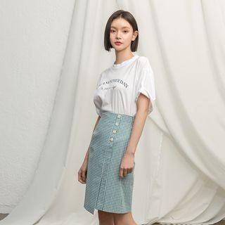 Wrap H-line Check Skirt