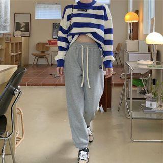 Lettering Embroidered Lettering Harem Pants
