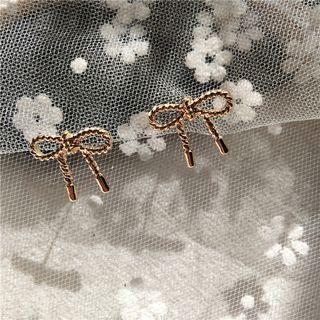 Bow Stud Earring 1 Pair - Ear Studs - Gold - One Size