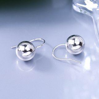 925 Sterling Silver Metal Ball Hoop Earring Platinum Plated - One Size