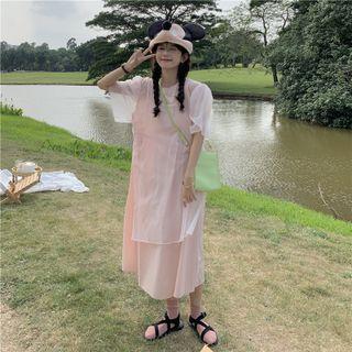 Short-sleeve Midi A-line Dress / Sleeveless A-line Dress