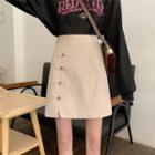 Bow-accent Corduroy Skirt