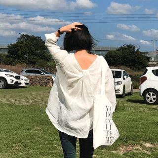 V-neck Drape-back Linen Top