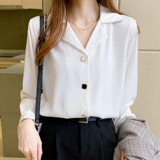 Long-sleeve Notch Lapel Blouse