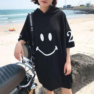 3/4 Sleeve Printed Long Hoodie