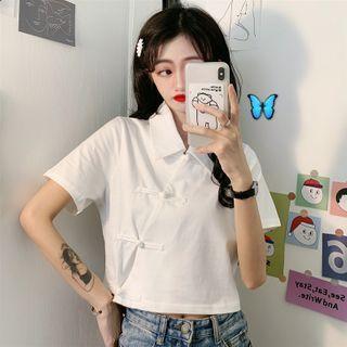 Short-sleeve Frog Buttoned Polo Shirt