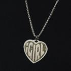 Lettering Heart Pendant Stainless Steel Necklace Silver - One Size