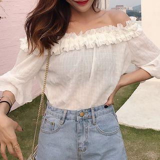 Ruffle Trim Off Shoulder Top