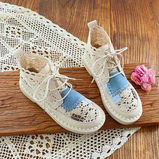 Crochet Panel Patched Ankle Boots