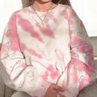 Rhinestone Tie-dyed Long-sleeve Sweatshirt