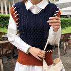 Mini Shirtdress / Two-tone Cable Knit Vest
