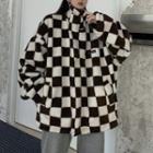 Reversible Checkerboard Fleece Zip Jacket