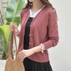 Faux-pearl Button Sheer Cardigan
