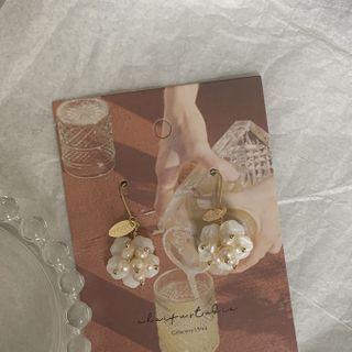 Faux Pearl Flower Drop Earring 1 Pair - As Shown In Figure - One Size