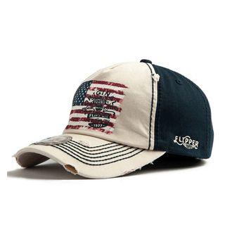 Color-block Distressed Baseball Cap