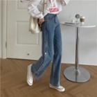 High-waist Single Breasted Shift Jeans