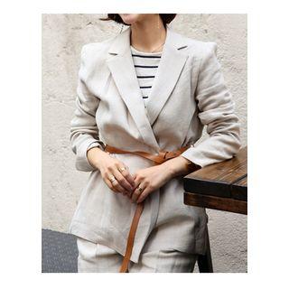 Open-front Linen Jacket With Belt
