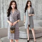 Plaid Long Trench Coat
