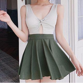 Cut-out Two-tone Swim Dress