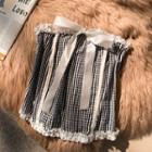 Ruffled Bow-front Check Tube Top Check - Black & White - One Size