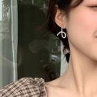 Rhinestone Curve Earring 1 Pair - Zircon - Lettering - One Size