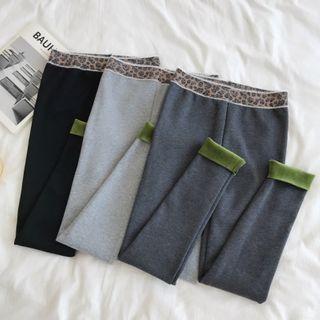 Leopard Print Panel Cropped Leggings