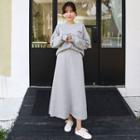 Plus Size Set: Letter-printed Drop-shoulder Sweatshirt + Long Skirt