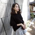 Drop-shoulder Colored Knit Top