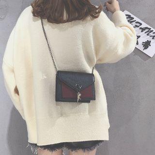 Metal Charm Faux Leather Crossbody Bag