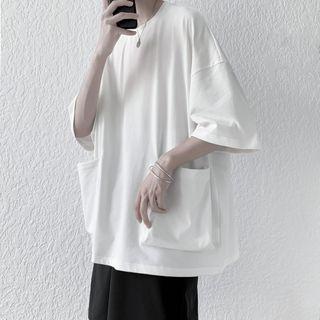 Elbow-sleeve Pocket Loose Fit Tee
