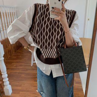Mock Two Piece Patterned Knit Top