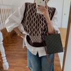 Mock Two Piece Patterned Knit Top