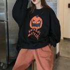 Pumpkin Print Pullover / Wide-leg Pants