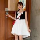 Color-block Sleeveless Dress / Shorts-sleeve Dress
