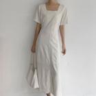 Square-neck Button-up Maxi Dress