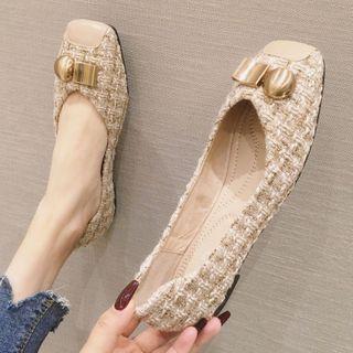 Square Toe Tweed Flats