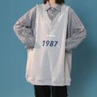Mock Two-piece Numbering Plaid Shirt