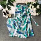 Floral Print Wrap-front Chiffon Skirt